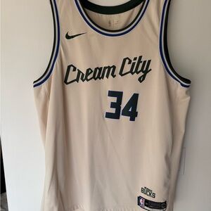 Nike Cream City Basketball Jersey - Cream and Blue